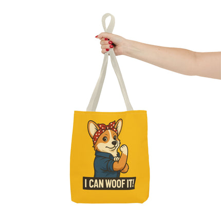 Corgi Tote Bag - "I Can Woof It!" | Pet Lover Gift, Cute Dog Accessory, Stylish Shopping Bag, Unique Farmer's Market Tote, Funny Quote Bag