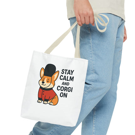 Corgi Tote Bag - Stay Calm and Corgi On, Dog Lover Gift, Pet Accessories, Cute Tote, Animal Lover Bag