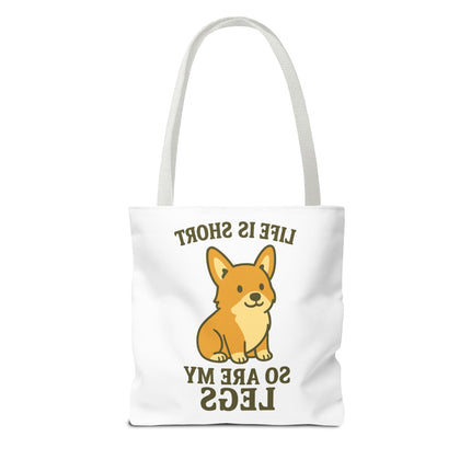 Corgi Tote Bag – Life is Short So Are My Legs, Funny Dog Lover Gift, Reusable Shopping Bag, Cute Pet Accessory, Eco-friendly Tote