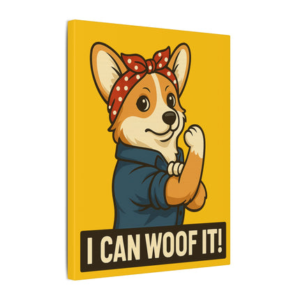 I Can Woof It! Rosie the Corgi Riveter, Canvas Wall Art