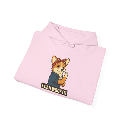 I Can Woof It! Rosie the Corgi Riveter, Cute Corgi Hoodie