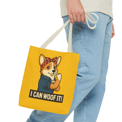 Corgi Tote Bag - "I Can Woof It!" | Pet Lover Gift, Cute Dog Accessory, Stylish Shopping Bag, Unique Farmer's Market Tote, Funny Quote Bag