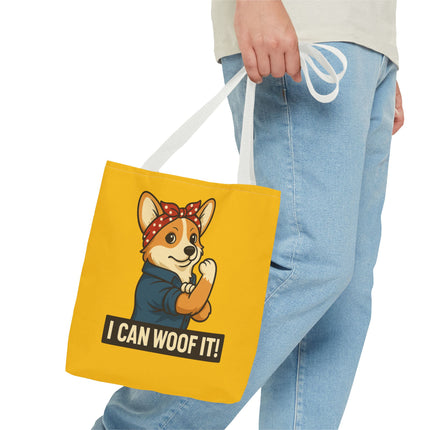 Corgi Tote Bag - "I Can Woof It!" | Pet Lover Gift, Cute Dog Accessory, Stylish Shopping Bag, Unique Farmer's Market Tote, Funny Quote Bag