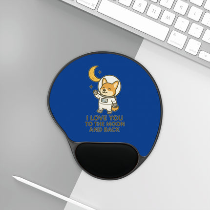 I Love You To The Moon and Back, Cute Corgi Mouse Pad With Wrist Rest