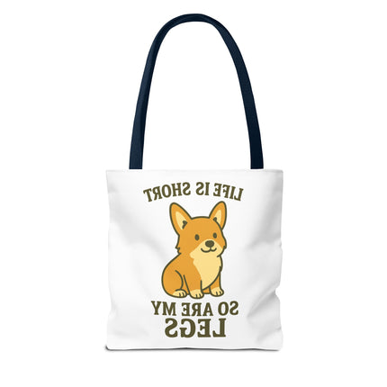 Corgi Tote Bag – Life is Short So Are My Legs, Funny Dog Lover Gift, Reusable Shopping Bag, Cute Pet Accessory, Eco-friendly Tote
