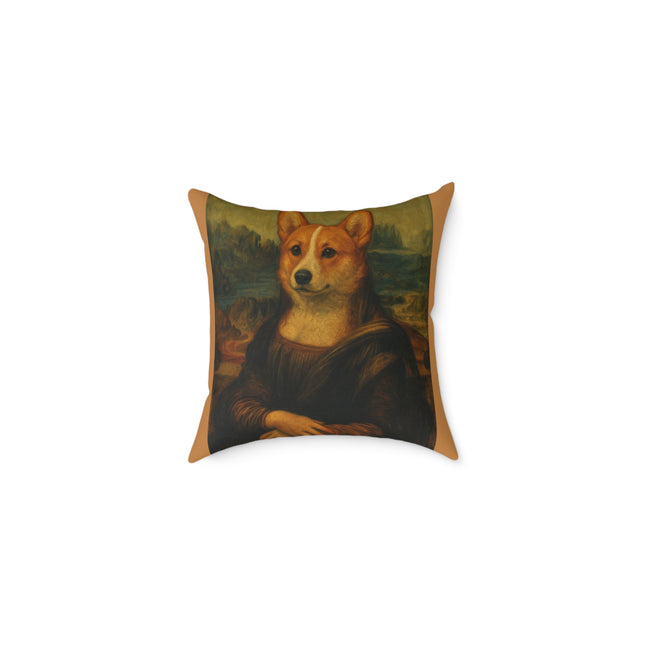 Corgi Mona Lisa, Canvas Pillow