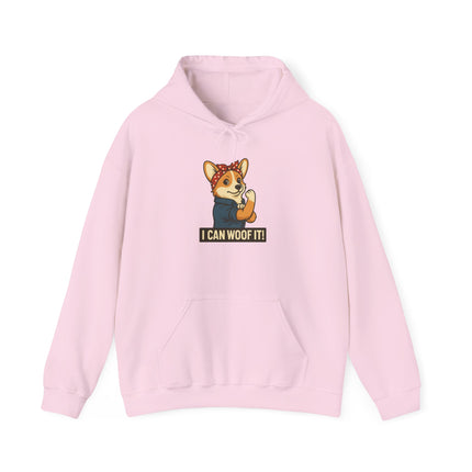 I Can Woof It! Rosie the Corgi Riveter, Cute Corgi Hoodie