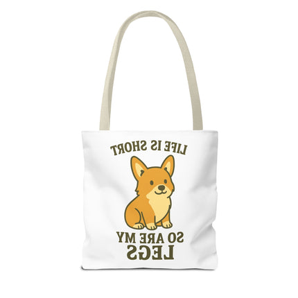 Corgi Tote Bag – Life is Short So Are My Legs, Funny Dog Lover Gift, Reusable Shopping Bag, Cute Pet Accessory, Eco-friendly Tote