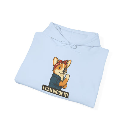 I Can Woof It! Rosie the Corgi Riveter, Cute Corgi Hoodie