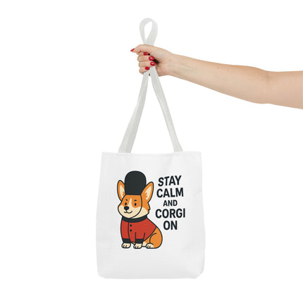 Corgi Tote Bag - Stay Calm and Corgi On, Dog Lover Gift, Pet Accessories, Cute Tote, Animal Lover Bag