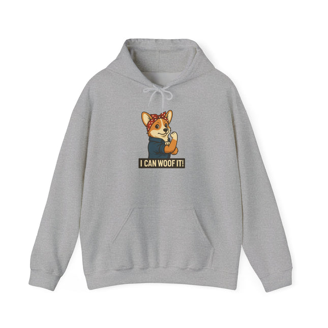 I Can Woof It! Rosie the Corgi Riveter, Cute Corgi Hoodie
