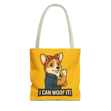 Corgi Tote Bag - "I Can Woof It!" | Pet Lover Gift, Cute Dog Accessory, Stylish Shopping Bag, Unique Farmer's Market Tote, Funny Quote Bag