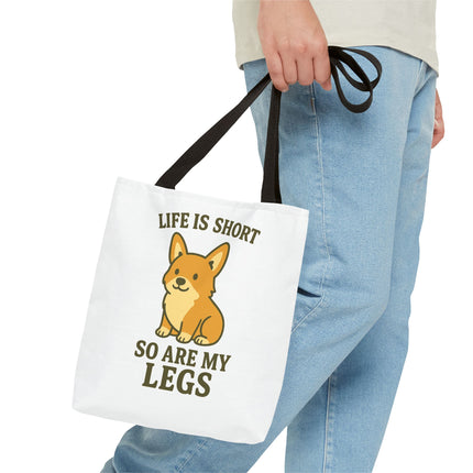 Corgi Tote Bag – Life is Short So Are My Legs, Funny Dog Lover Gift, Reusable Shopping Bag, Cute Pet Accessory, Eco-friendly Tote